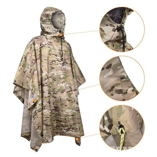 Military Camouflage Rain Poncho 001 image 3